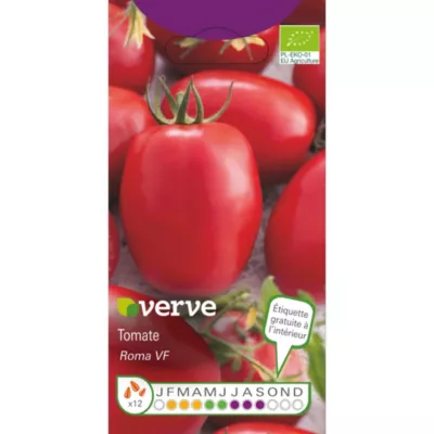 Graines de tomate bio variété "Roma VF" Verve semis de février à avril