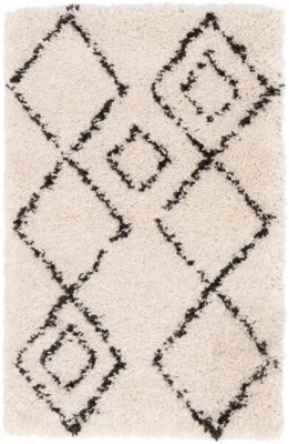 Tapis Shaggy Coltrane motif Berbère L. 60 x l. 90 x ep. 3 cm beige GoodHome