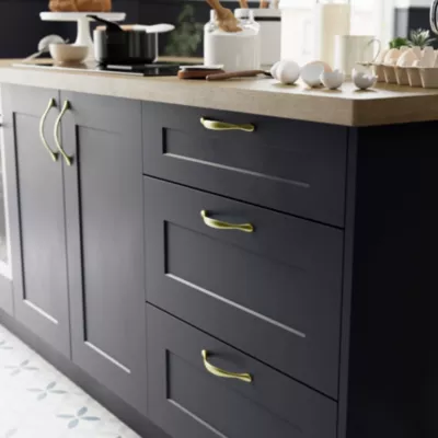 Poignée de meuble de cuisine GoodHome Chervil effet laiton L. 15,86 cm, 2 pièces