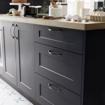 Poignée de meuble de cuisine GoodHome Chervil effet étain L. 15,86 cm, 2 pièces