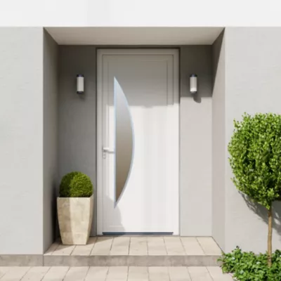 Porte d'entrée FORTIA pvc blanc RAL 9003 Hermoso 98 x h.218 cm poussant droit
