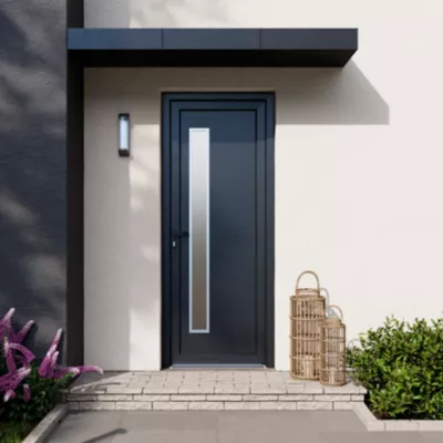 Porte d'entrée FORTIA pvc anthracite RAL 7016 Gatteo 96 x h.218 cm poussant droit