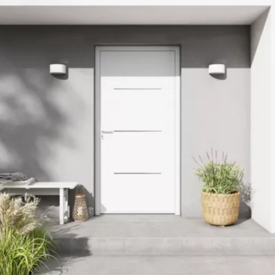 Porte d'entrée FORTIA aluminium Leme blanc RAL 9003 96 x h.218 cm poussant droit