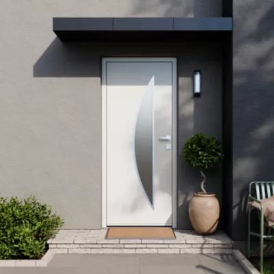 Porte d'entrée FORTIA acier blanc RAL 9003 Ricadi 96 x h.218 cm poussant gauche