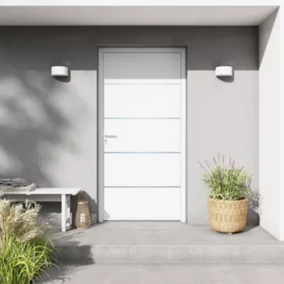Porte d'entrée FORTIA aluminium blanc RAL 9003 Cecina 96 x h.218 cm poussant droit