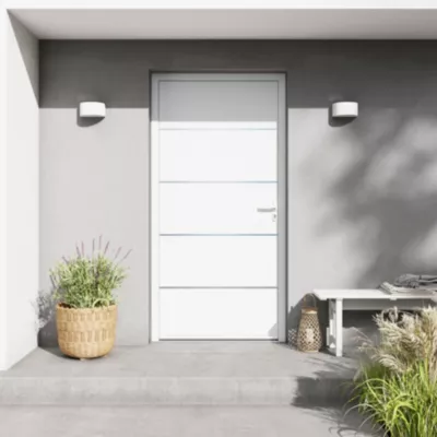 Porte d'entrée FORTIA aluminium blanc RAL 9003 Cecina 96 x h.218 cm poussant gauche