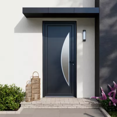 Porte d'entrée FORTIA pvc anthracite RAL 7016 Hermoso 96 x h.218 cm poussant droit