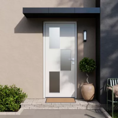 Porte d'entrée FORTIA acier blanc RAL 9003 Jesolo 96 x h.218 cm poussant gauche