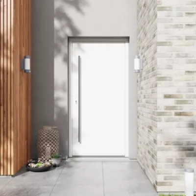 Porte d'entrée FORTIA aluminium blanc RAL 9003 Kapas 96 x h.218 cm poussant droit