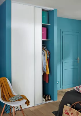 Portes de placard coulissantes blanches effet bois GoodHome Romero H. 250 x l. 75 cm, 2 portes
