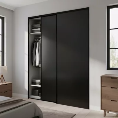 Porte de placard coulissante décor noir 180 x 250 cm vendue par 2