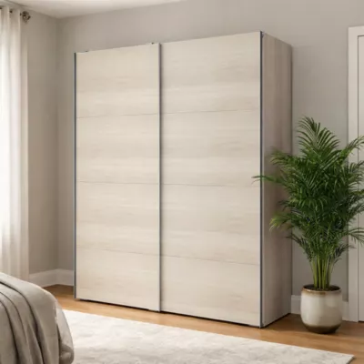 Armoire penderie portes coulissantes effet chêne GoodHome Atomia H. 225 x L. 150 x P. 63,5 cm