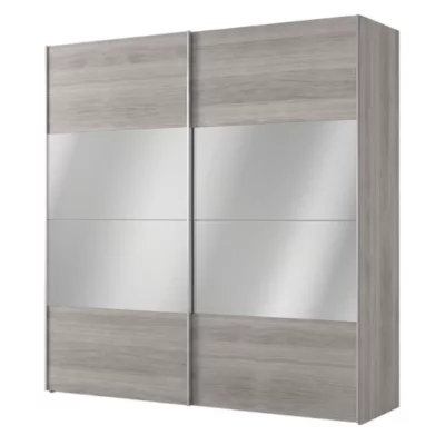 Armoire penderie portes coulissantes effet chêne grisé et miroir GoodHome Atomia H. 225 x L. 200 x P. 63,5 cm