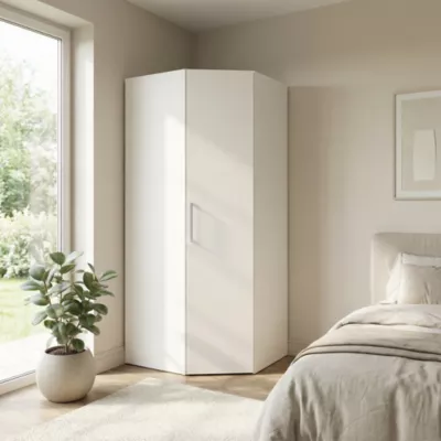 Armoire penderie d'angle blanche avec porte battante GoodHome Atomia H. 225 x L. 100 x P. 89 cm