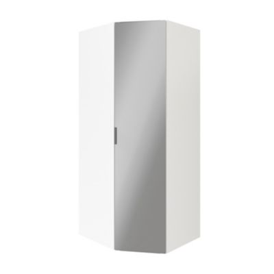 Armoire penderie d'angle blanche avec porte battante miroir GoodHome Atomia H. 225 x L. 100 x P. 89 cm