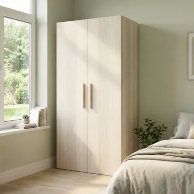 Armoire penderie portes battantes effet chêne GoodHome Atomia H. 187,5 x L. 100 x P. 60 cm