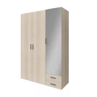 Armoire penderie portes battantes miroir et tiroirs effet chêne GoodHome Atomia H. 225 x L. 150 x P. 60 cm
