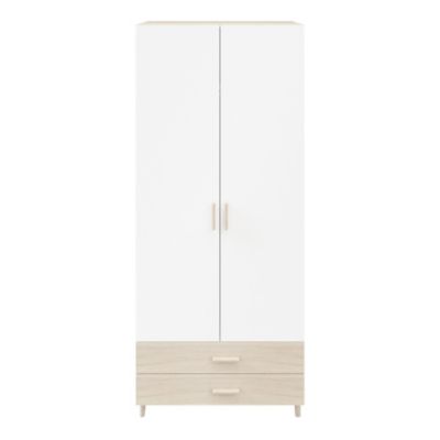 Armoire penderie effet chêne portes battantes blanches GoodHome Atomia H. 235 x L. 100 x P. 60 cm