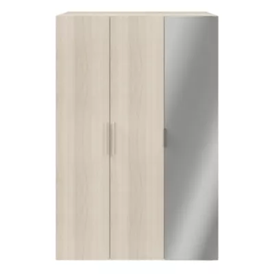 Armoire penderie portes battantes miroir et effet chêne GoodHome Atomia H. 225 x L. 150 x P. 60 cm