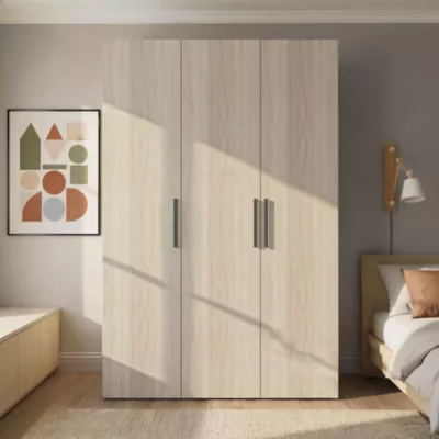 Armoire penderie portes battantes effet chêne GoodHome Atomia H. 225 x L. 150 x P. 60 cm