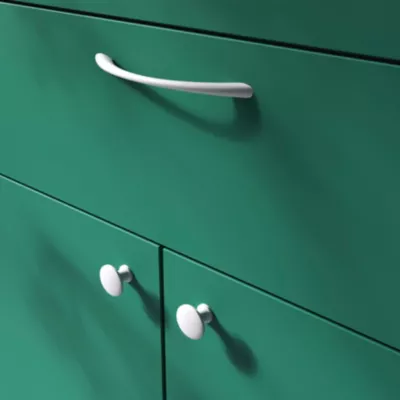 Poignée de meuble nœud GoodHome Primel mat blanc l.160mm x l.9mm x H. 27mm entraxe 128mm