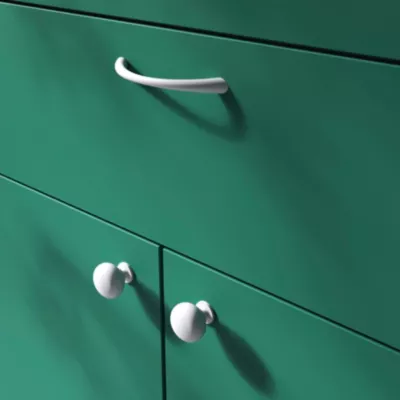 Poignée de meuble nœud GoodHome Primel mat blanc l.114mm x l.11mm x H. 27mm entraxe 96mm