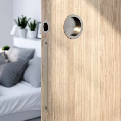 Galandage rond à visser GoodHome Minzh effet nickel satin gris Ø55mm
