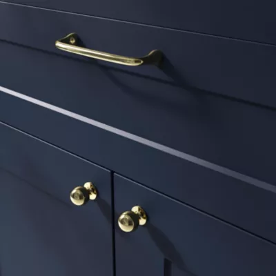 Poignée de meuble nœud GoodHome Tudy Laiton effet laiton doré l.143mm x H. 16mm entraxe 128mm