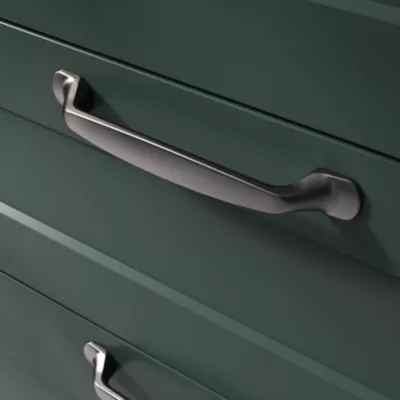 Lot 6 poignées de meuble nœud GoodHome Govlin aluminium effet nickel satin gris l.164mm x l.20mm x H. 24mm entraxe 128mm