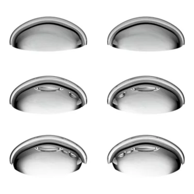 Lot 6 poignées de meuble demi-ronde GoodHome Armel effet chromé gris l.79mm x l.28mm x H. 26mm entraxe 64mm