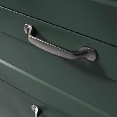 Lot 6 poignées de meuble nœud GoodHome Govlin aluminium effet nickel satin gris l.131mm x l.19mm x H. 24mm entraxe 96mm