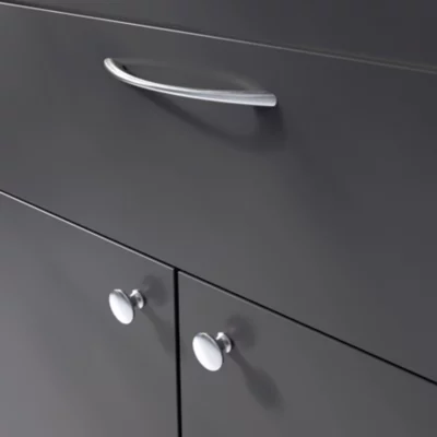 Poignée de meuble nœud GoodHome Primel effet chromé gris l.160mm x l.9mm x H. 27mm entraxe 128mm
