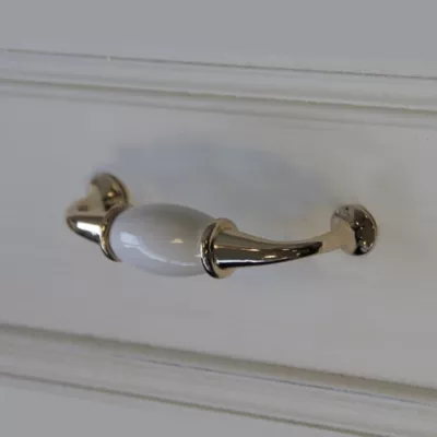 Poignée de meuble nœud Porcelaine Vras blanc 96mm