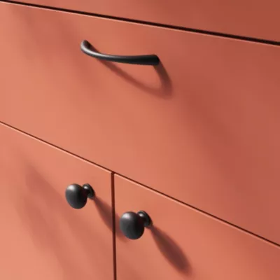 Poignée de meuble nœud GoodHome Primel mat noir l.114mm x l.11mm x H. 27mm entraxe 96mm