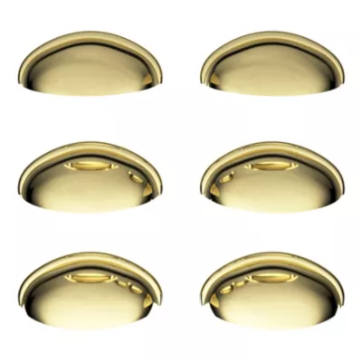 Lot 6 poignées de meuble demi-ronde GoodHome Armel effet laiton doré l.79mm x l.28mm x H. 26mm entraxe 64mm