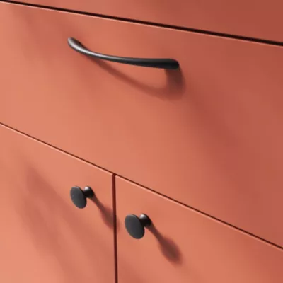 Poignée de meuble nœud GoodHome Primel mat noir l.160mm x l.9mm x H. 27mm entraxe 128mm