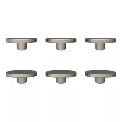 Lot 6 boutons de meuble arrondi Minzh GoodHome effet nickel Ø3.5cm x H.2cm