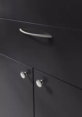 Poignée de meuble nœud GoodHome Primel effet nickel satin gris l.160mm x l.9mm x H. 27mm entraxe 128mm