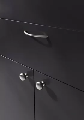 Poignée de meuble nœud GoodHome Primel effet nickel satin gris l.114mm x l.11mm x H. 27mm entraxe 96mm