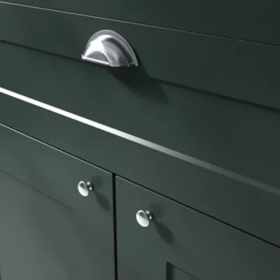 Poignée de meuble demi-ronde GoodHome Govlin effet chromé gris l.81mm x l.30mm x H. 30mm entraxe 64mm