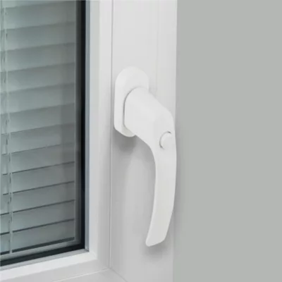 Poignée de fenêtre avec bouton-poussoir Miniac PVC blanc l.2,9 x H.15,4 x P.6 cm