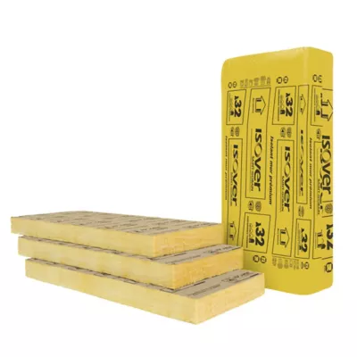 Panneau laine de verre Isover GR32 kraft - 1,35 x 0,6 m ép 100 mm R. 3,1 mÂ²K/W (vendu à la palette)