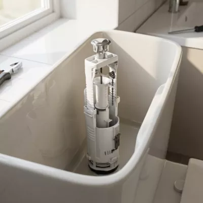 Chasse d'eau Flomasta 2", double bouton poussoir + étrier