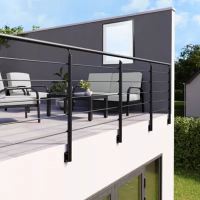 Pack balustrade latérale FORTIA horizontale aluminium noir