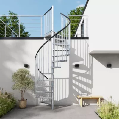 Escalier hélicoïdal FORTIA acier et plastique gris 13 marches Falerna