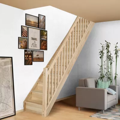 Escalier droit et contremarche FORTIA chêne naturel 13 marches Eraclea