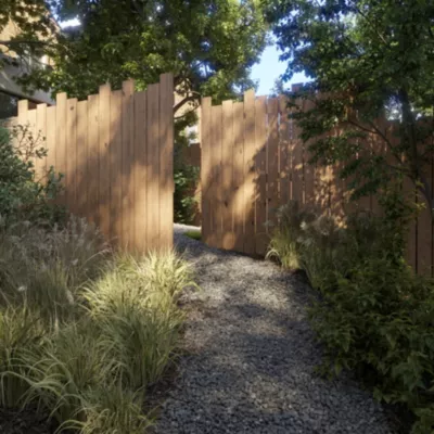 Panneau déstructuré de clôture Kauri en bois traité marron L. 180 x H.180 cm