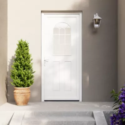 Porte d'entrée FORTIA pvc blanc RAL 9003 Ameglia 97 x h.219 cm poussant droit