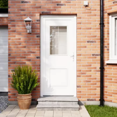 Porte d'entrée FORTIA pvc blanc RAL 9003 Mindil 97 x h.219 cm poussant gauche