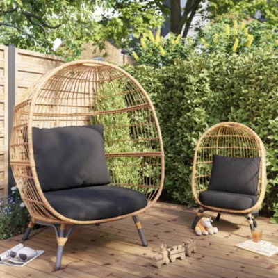Fauteuil œuf Apolima GoodHome rotin l.114,5 x H.151 c P.109,5cm